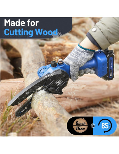 Motosierra Mini Tietoc 15 cm Inalámbrica con 2 Baterías