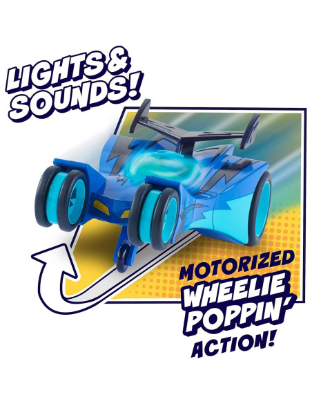 Vehículo PJ Masks Pop-A-Wheelie Cat-Car Just Play con Luces