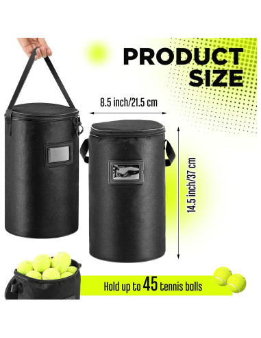 Aliceset 2 Bolsas de Pelotas de Tenis y Pickleball 900D Negro
