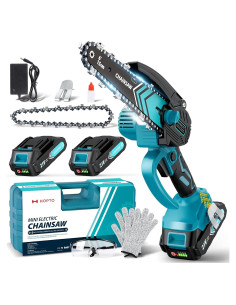 Mini Motosierra HOPTO 6" Inalámbrica 2 Baterías 2000mAh