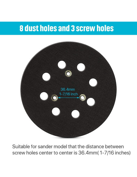 2 Piezas Almohadilla Lijado 12.7 cm Gancho y Bucle Mudder