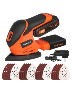 Lijadora Inalámbrica Yunirvana 20V 1.3Ah con 20 Papeles de Lija