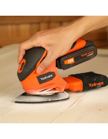 Lijadora Inalámbrica Yunirvana 20V 1.3Ah con 20 Papeles de Lija