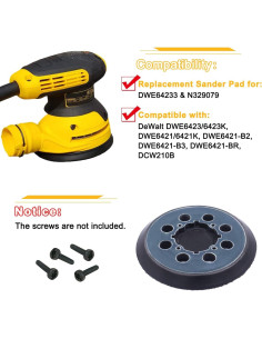 Pad de Lijadora 12.7 cm Donanim para DeWalt DWE6423 - Paquete 2 2