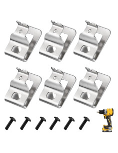 6 Clips de Cinturón Dewalt N268241 Acero Inoxidable