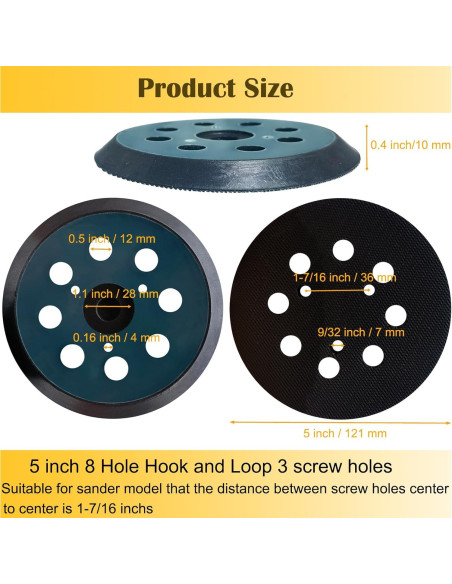 Almohadilla de Lijado Tockrop 5" 120 Grano 8 Agujeros