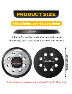 Paquete de 4 almohadillas DEWALT 5" con 8 agujeros 2