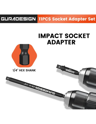 Juego de Adaptadores de Enchufe GURADESIGN 11 Piezas Hexagonal