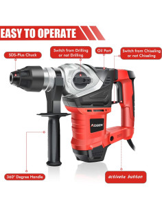 Martillo Perforador AOBEN 1500W SDS-Plus 3 Brocas 5,44 kg 2