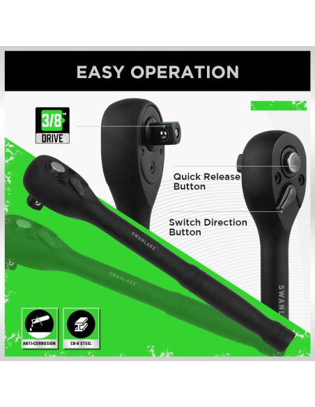 Juego de Enchufes de Impacto SWANLAKE 50 Piezas 3/8" Drive