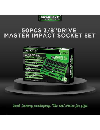 Juego de Enchufes de Impacto SWANLAKE 50 Piezas 3/8" Drive