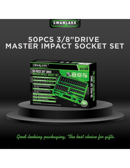 Juego de Enchufes de Impacto SWANLAKE 50 Piezas 3/8" Drive