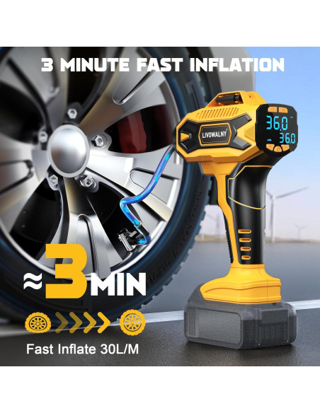 Compresor de Aire LIVOWALNY 20V 160PSI Portátil Inalámbrico