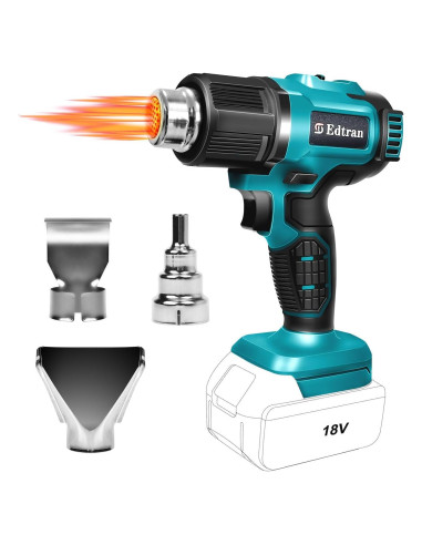 Pistola de Calor Inalámbrica Edtran 18V 350W 3 Boquillas