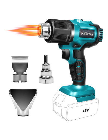 Pistola de Calor Inalámbrica Edtran 18V 350W 3 Boquillas