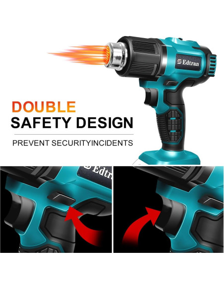 Pistola de Calor Inalámbrica Edtran 18V 350W 3 Boquillas