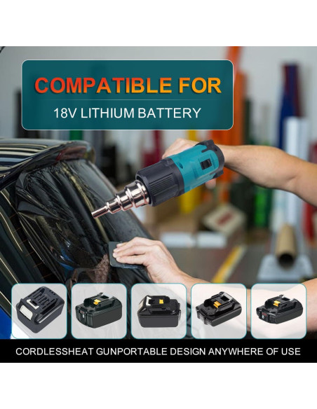 Pistola de Calor Inalámbrica Edtran 18V 350W 3 Boquillas