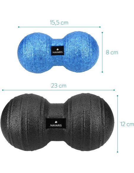 Bolas de Fascia Dúo Navaris - 2 Tamaños - Cacahuate - Negro/Azul