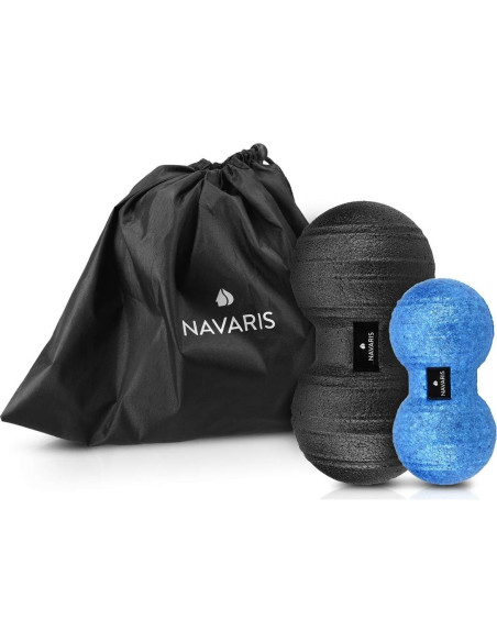 Bolas de Fascia Dúo Navaris - 2 Tamaños - Cacahuate - Negro/Azul