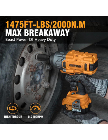 Llave de Impacto Inalámbrica ALLOYPOWER 2000N 2000N.m 3 Modos