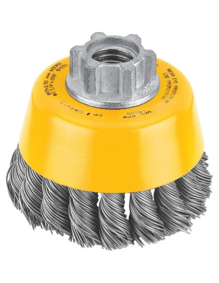 Cepillo de copa trenzado DeWalt DW4910 3" Acero al carbono
