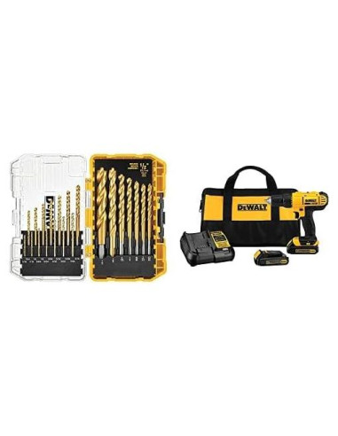Taladro Inalámbrico DEWALT 20V Compacto con 21 Brocas
