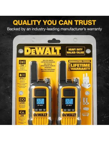 Walkie Talkies DEWALT DXFRS800 2W Resistente IP67 Paquete 6