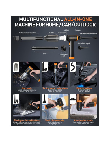 Aspiradora de Coche Aokway M8 20000PA Portátil 4 en 1