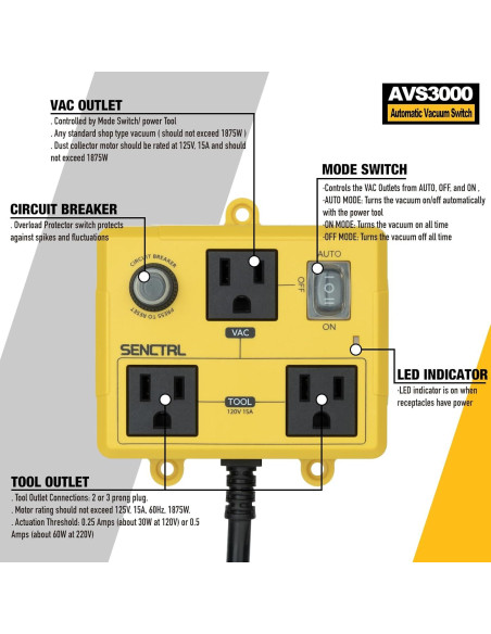 Interruptor de Vacío Automático SENCTRL AVS3000 para Herramientas Eléctricas