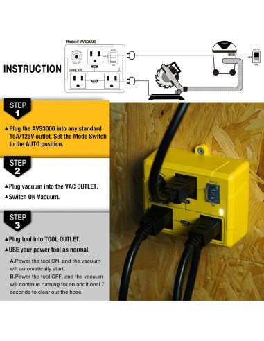 Interruptor de Vacío Automático SENCTRL AVS3000 para Herramientas Eléctricas