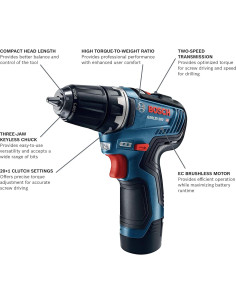 Taladro Atornillador Bosch GSR12V-300B22 12V 34Nm 2 Baterías 2