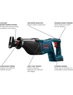 Sierra Recíproca Bosch 18V CRS180B Mango en D 2,86 cm 2