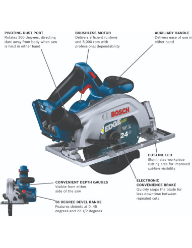 Sierra Circular Inalámbrica BOSCH GKS18V-22 18V 6-1/2"