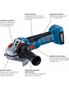 Amoladora Angular BOSCH GWS18V-10N 18V Sin Escobillas 2.4kg 2