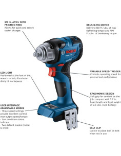 Llave de Impacto Bosch GDS18V-230CN 18V 3/8" Compacta 2