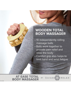 Rodillo de Masaje Gaiam Relax de Madera con 10 Bolas 2