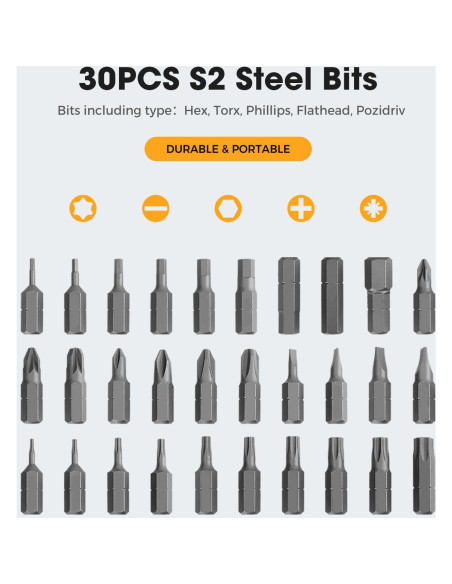 Destornillador Eléctrico Kingsdun 3.7V 32 Puntas Recargable
