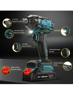 Llave de impacto inalámbrica 300Nm Herramientas 007 21V 2