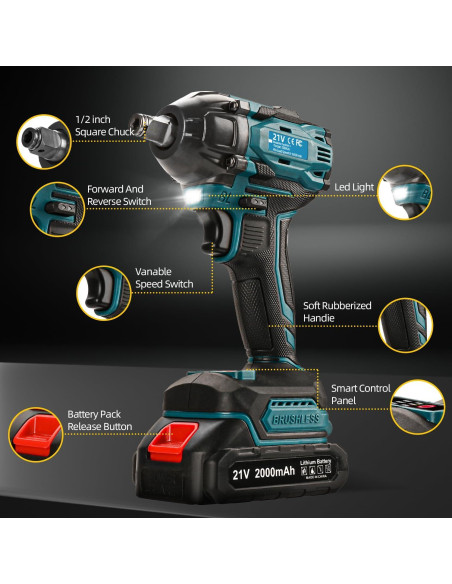 Llave de impacto inalámbrica 300Nm Herramientas 007 21V