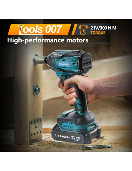 Llave de impacto inalámbrica 300Nm Herramientas 007 21V