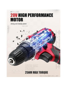 Taladro Inalámbrico AVID POWER 20V 2 Velocidades 22 Piezas 2