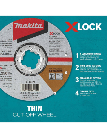 Rueda de Corte Makita E-00446 115mm 60 Grano X-LOCK