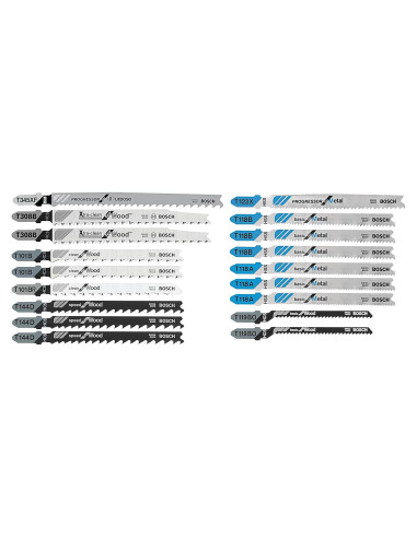 Juego de 18 Hojas de Sierra de Calar BOSCH T18C Madera y Metal