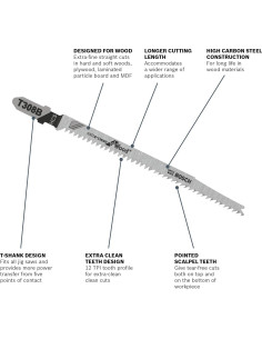 Hoja de Sierra de Calar Bosch T308B 11,43 cm 12 TPI Madera 2