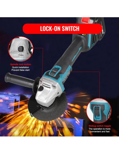 Amoladora Angular Inalámbrica Heimerdinger 18V 4.5" Alta Potencia