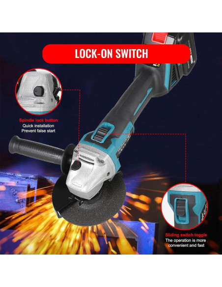 Amoladora Angular Inalámbrica Heimerdinger 18V 4.5" Alta Potencia