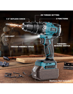 Taladro Inalámbrico DIYtoolifz 18V para Makita 3 Modos 2