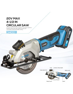 Mini sierra circular G LAXIA 20V 3400RPM con láser y 2 hojas 2
