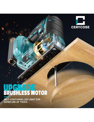 Sierra de calar Cerycose 18V sin cable, motor sin escobillas