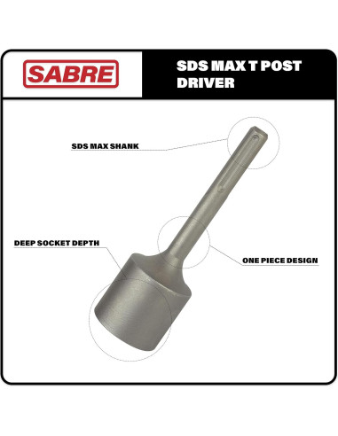 Conductor de Poste T Sabre Tools SDS Max 5,08 cm Duradero